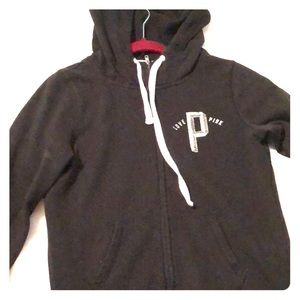 Love pink black zip up hoodie